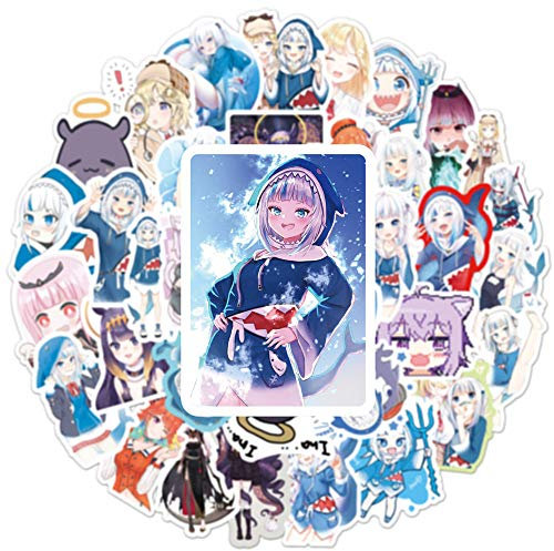 SXYNIO Gaw Gura Aufkleber Niedliche Anime Hai Figur Aufkleber Für Telefon Laptop Flaschen Gepäck Skateboard Fahrrad Vinyl wasserdichte Aufkleber Für Jungen Mädchen