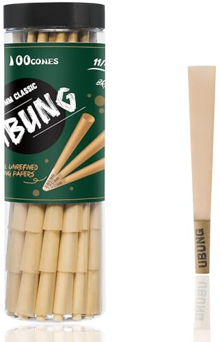 UBUNG Brown Cones 100 Pcs, 11/4 Size Pre Rolled Cones, 84mm Cones Rolling Papers with Tips