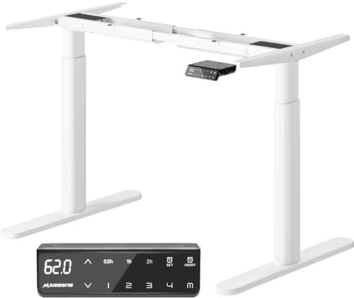 MAIDeSITe Height Adjustable Standing Desk Frame with Oval Leg Design, Dual Motor Electric Standing Desk Sit Stand Desk with Load 180KG, 4 Memory Keyboard and Anti-collision System