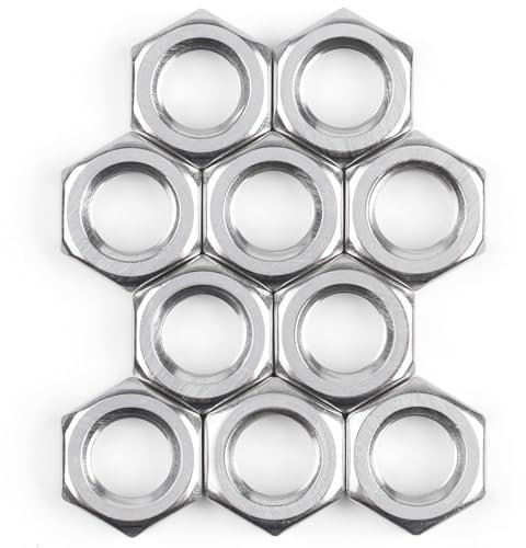 M12 Mutter 10 Stück, Sechskantmutter Edelstahl (Niedrige Form), DIN439 A2 V2A Muttern Edelstahlmutter Halbmuttern Flachmuttern Hex Nut für Schrauben & Unterlegscheiben & Gewindestangen