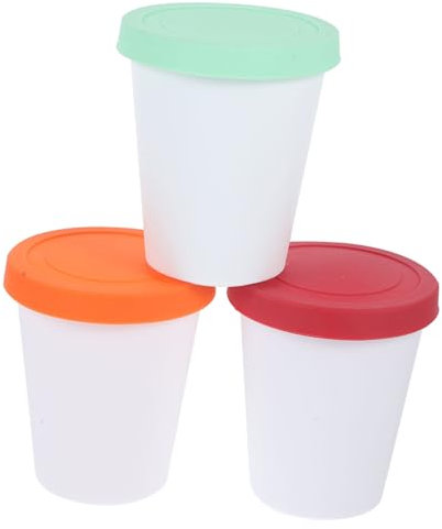 PRETYZOOM 3piezas Recipientes De Almacenamiento Para Helado Cubos Reutilizables De Yogur Contenedores Medianos Para Congelador Sin Fugas