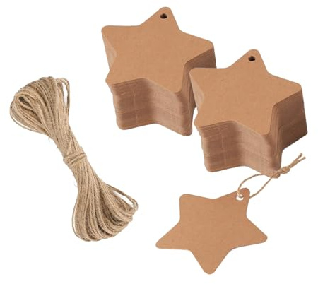 200 Stück Geschenkanhänger Weihnachten Kraftpapier Anhänger Beschriften Papieranhänger mit 50m Jute Schnur, Geschenk Etiketten für Weihnachtsgeschenke Hochzeitskarten Weihnachtsbäume (Braun)