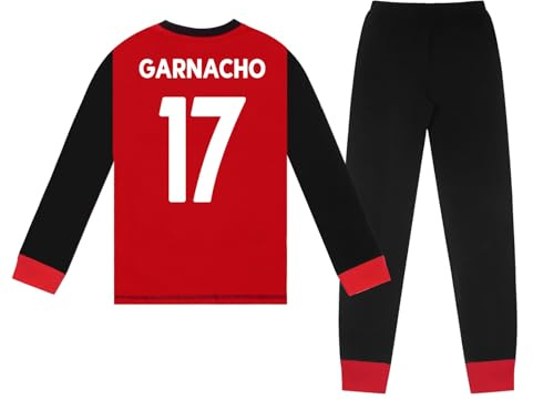 Manchester United FC Boys Garnacho 17 Long Pyjamas Red 13-14 Years