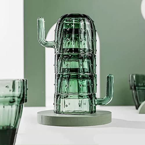 MESCXTY Bicchieri da 8 Once Bicchieri di Cactus (Set di 4/6), Bicchieri impilabili, Bicchieri per succhi, Tazze per Latte, 4 PCS
