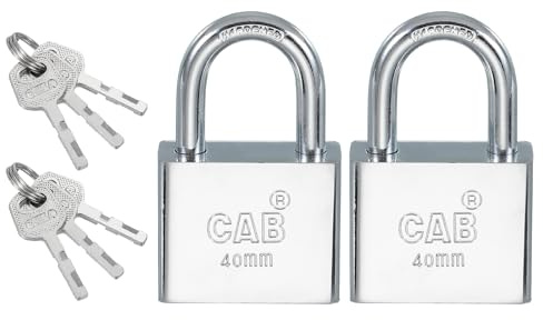 PATIKIL 2 Pcs Candado De Seguridad De Pines 40mm (1-9/16) Candados Plata | De Acero Inoxidable Con Llaves Diferentes Y Arco Endurecido, Para Puertas Interiores Y Exteriores