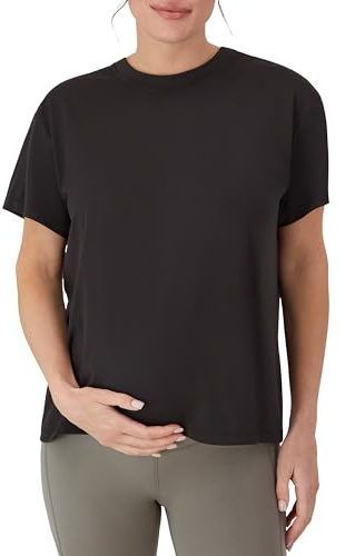 Hanes Women's T-Shirt, Stretch & Recover Short Sleeve Pregnancy Top, Moisture-Wicking Maternity Tee, Black, Small