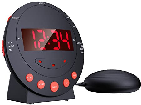 Tudaheuiy Vibrierender Wecker für Tiefschläfer, digitaler LED-Doppelwecker mit extra lautem Bettschüttler, lauter Doppelwecker Erwachsene, Kinder, Teenager, Schichtarbeiter