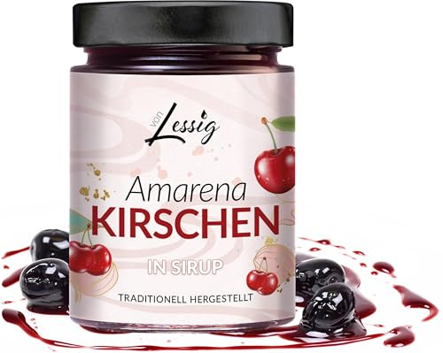 Lessig | Amarena-Kirschen in Sirup - 410g - hergestellt in Italien - für Eis, Desserts, Süßspeißen
