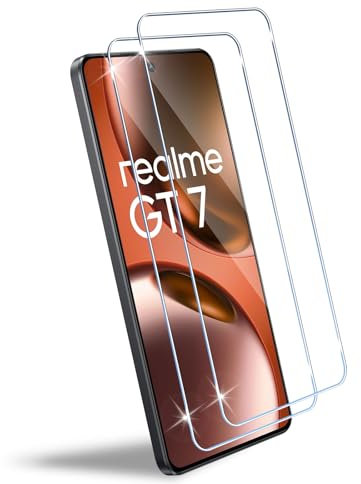 HidWee Protector Pantalla Compatible con Realme GT 7/GT 7T 5G Cristal Templado, 2 Piezas HD Protector de Pantalla, Sin Burbujas, Anti-Arañazos, Antihuellas, 9H Dureza Vidrio Templado
