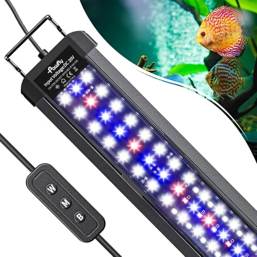 Pawfly Aquarium Light for Plants, 28 W Fish Tank Light, Full Spectrum Aquarium Lights for 90-120 CM Tanks, Extendable LED Fish Lamp with Daytime/Night Modes & Adjustable Brightness for Freshwater