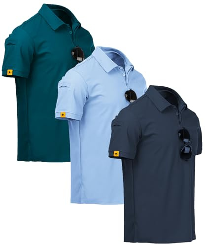 ZITY 3 Pack Polo Uomo Manica Corta Tshirt Traspirante ad Asciugatura Rapida Uomo Polo Estiva Camicia Sportiva Casual Camicia da Golf Regular Fit