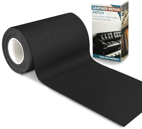 Leather Repair Tape,3.9 x 63 Inches Self Adhesive Leather Repair Patch,Vinyl Repair Kit for Furniture,Couches,Car Seats,Sofas,Office Chairs,Black