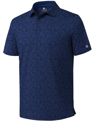 ZITY Men's Golf Shirts Short Sleeve Polo Moisture Wicking Performance Print Pattern Poloshirt for Men UPF50+ Casual T-Shirt 2XL