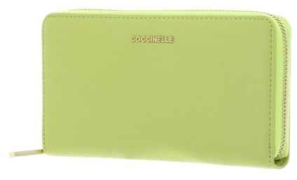 Coccinelle Leder Geldbörse Metallic Soft Wallet Grained Leather Green Glow hellgrün