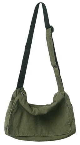 SHAIBR Shoulder Bag Women Damen Messenger Handtasche Canvas Teenager Schultertasche Taschen Casual Umhängetasche-grün