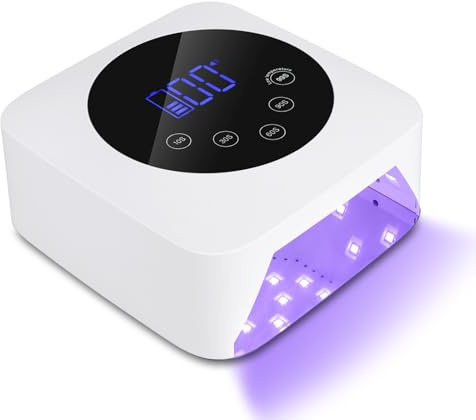 Kikugu UV Light for Gel Nails,72W Cordless Rechargeable UV LED Nail Lamp,Professional Gel Light Dryer with 5 Timers & Mirror Base,Touch Control & Auto Sensor for Home and Salon(White)