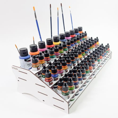 elite pro Organizador de Pinturas EP03 compatible con Vallejo AK The Army Painter | 30x22x11cm | Capacidad de 82 botes y 28 pinceles | Modelismo Miniaturas | Montaje fácil