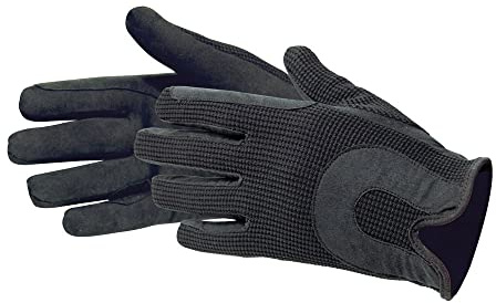 Pfiff 011467 Reithandschuh Kunstleder Stoffrücken, Damen Herren, schwarz M