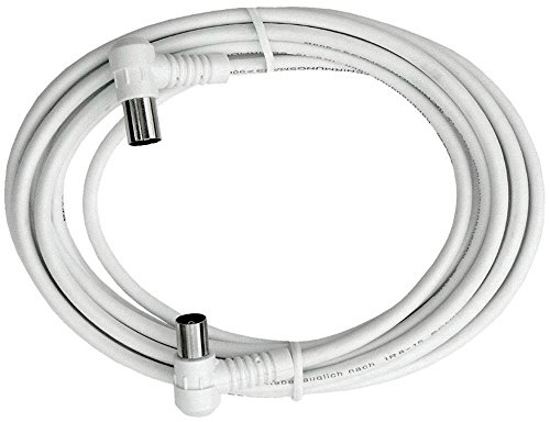 Axing BAK 753-00 Anschlusskabel IEC, Koax-Winkelstecker mit Koax-Kupplung, hochgeschirmt (7,5 m) weiß