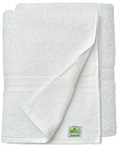leevitex® Saunahandtuch XXL, flauschig und saugstark, 2 Saunatücher, 80 x 200 cm, Qualität 500 g/m², 100% Baumwolle - Weiß