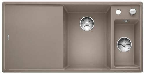 BLANCO AXIA III 6 S | Granitspüle aus SILGRANIT tartufo | Hauptbecken | mit | [100x51x20,2 cm] | für 60 cm breite Unterschränke | + Schneidbrett | mit Holzschneidbrett | Hauptbecken rechts