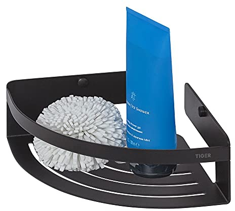 Tiger Caddy Etagère de Douche d'angle pour Douche pour Articles de Salle de Bains, Noir, 18,4 x 7 x 18,4 cm