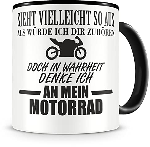 Samunshi® Ich denke an mein Motorrad Rennmotorrad Tasse Kaffeetasse Teetasse Kaffeepott Kaffeebecher Becher 300ml