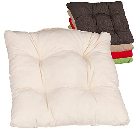 Beo Sitzkissen Gartenstuhl Eckig | Made in EU | Reißfestes Stuhlkissen Outdoor ohne Ausbleichen | Sitzkissen Stuhl hautfreundlich & waschbar | Atmungsaktives Sitzpolster Gartenstuhl in Hell-Beige