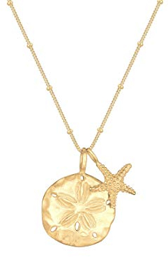 Elli Halskette Damen mit Seestern und Blumen Plättchen Summer-Vibes in 925 Sterling Silber 45 cm Länge