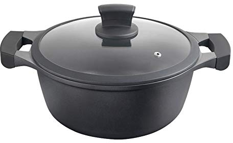 METALTEX XPERT-Cacerola Alta Aluminio Fundido, 30 cm, Antiadherente ILAG 3 Capas, Full Induction válido Para Todo Tipo de cocinas, Negro, 30 cms