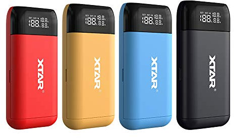 18650 Cargador de batería rápido XTAR PB2S Tipo-C Cargador de batería portátil de Doble función con función USB C para 18650 18700 20700 21700 Carga para baterías de Linterna 18650