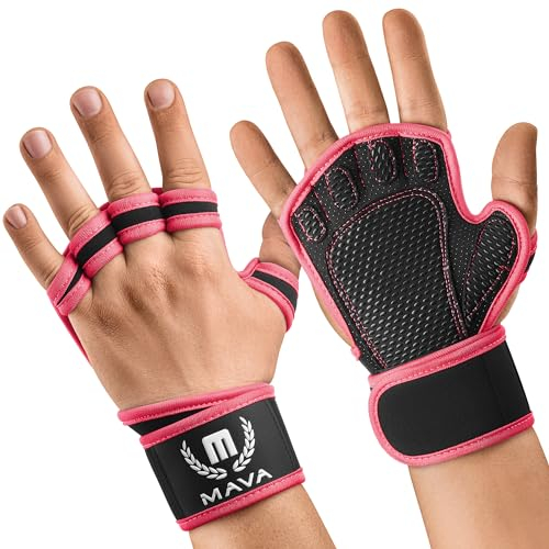 Mava Sports Belüftete Handschuhe für Männer und Frauen | mit integrierten Handgelenksmanschetten und vollflächiger Silikonpolsterung | Perfekt für Gewichtheben, Cross-Training, WOD (Rosa, S)