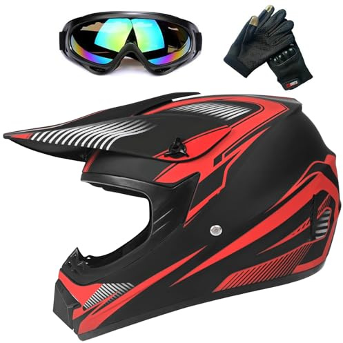 Jugend Motorradhelme,Kinderfahrradreithelm,Junge Und Mädchen, Roller Ski ATV Helm,ECE-Zertifizierung,Geeignet Für Alle Jahreszeiten