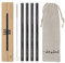 Whatakant Wellenreiter Kupferstrohhalme | 4er Set in Schwarz | nachhaltige Strohhalme mit Baumwollsäckchen und Reinigungsbürste | wiederwendbar und to go Trinkhalme | 15,5 cm Länge