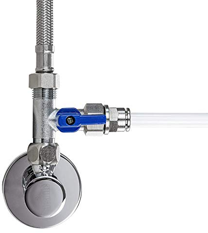 Absperrhahn Adapter T-Stück 3/8 AG x Verschiedene Größen x 3/8 ÜM Zoll für Wasserfilter, Umkehrosmose, Side-by-Side Kühlschränke, Kaffeemaschine (8 mm)