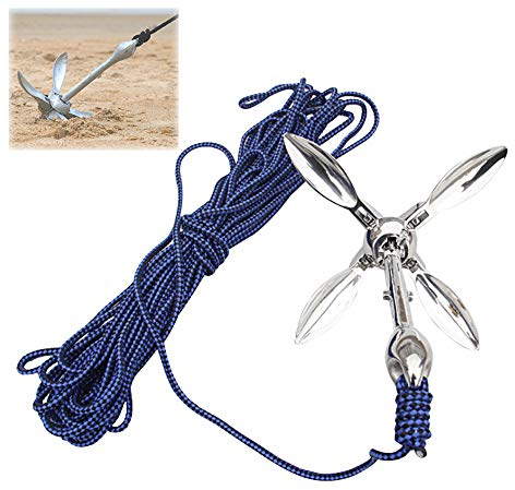FFYUE Faltbare Edelstahl-Kayak-Anker, leicht zu tragen hohe Härte und Widerstand gegen Rost, Angelboot aufblasbare Bootszubehör, 3,3 £