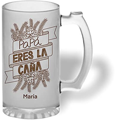 Bee Ingenious Jarra cerveza personalizada de cristal esmerilado. Jarra de cerveza original. Colección familiares. (Papá)