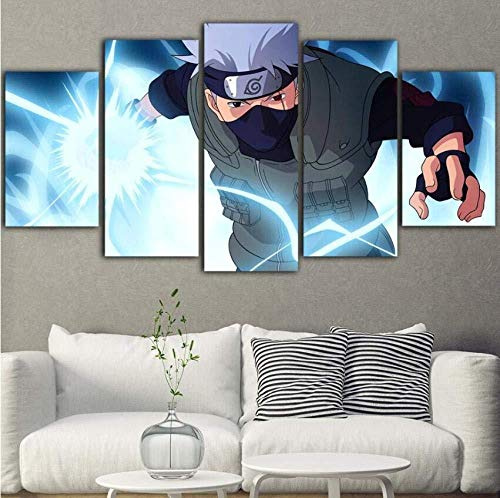 Wallpaper M Leinwand 5 Stücke Naruto Poster Kakashi Anime Modulare Wohnkultur Wohnzimmer (Kein Rahmen) Größe A-Größe C