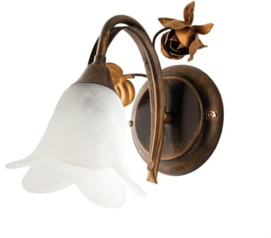 Applique Arte Povera Cestino 1 Luce Marrone e Bianco