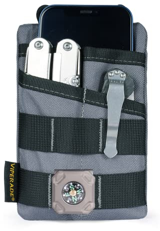 VIPERADE VE3 EDC Pouch Klein EDC Werkzeugtasche Organizer Tasche Pocket Organizer Nylon Multitool Tasche Klein für Taschenlampe Multitools Stift Notizbuch-Grau