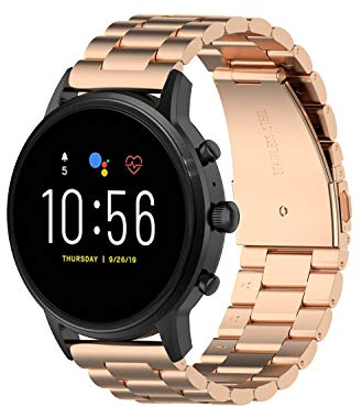 Chofit Metal Straps Compatible with Fossil GEN 6/Gen 5E Strap, Stainless Steel Replacement Bands Business Wristband for GEN 6/Gen 5E Smartwatch (22mm, Rose Gold)