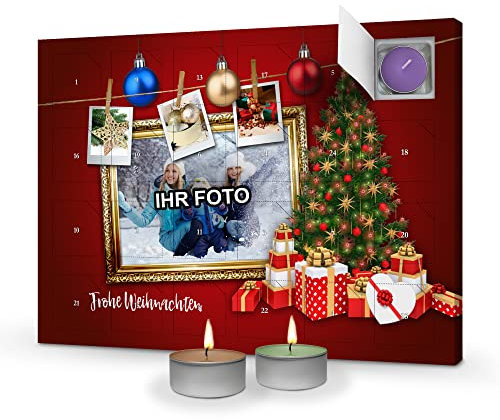printplanet Duftkerzen-Adventskalender 2025 mit eigenem Foto Bedruckt - Rahmen 1