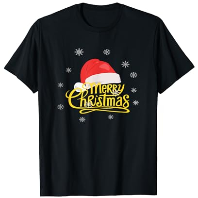 Merry Christmas XMas Santa Claus Hat Cap Schneeflocken T-Shirt