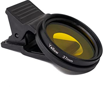 SYSTEM-S Farbfilter Gelb 37 mm Linse Farbe mit Clip für Smartphones in Schwarz
