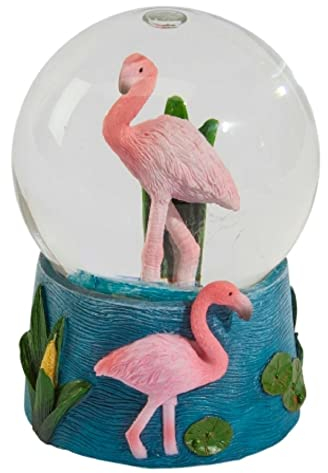 Ravensden Boule à Eau/Boule à Neige en résine Flamingo Bleu Turquoise, Vert, Rose 8 cm