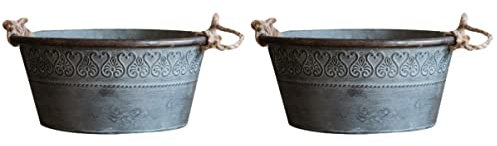 Abaodam 2stücke Vintage Eisenblumen-Eimer Für Garten-Dekoration Eleganter Aufbewahrungseimer Im Landhausstil Für Pflanzen Deko- Kleine