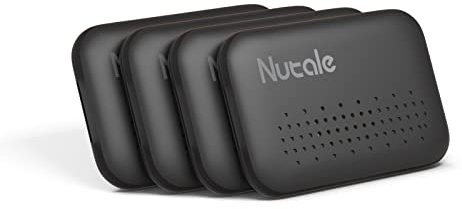 Nutale Mini Buscador de Llaves Cafe - 4Pcs Key Finder Bluetooth con App - Localizador de Llaves Buscador para Llaves, Carteras de Mascotas o Mochilas y Llave Coche