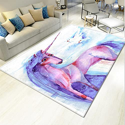 Outdoor Teppich Einhorn Weißer Vogel Schmutzfangmatte Polyester Verdicken Fußmatte Außen Innen rutschfest Fussmatte Weich Fussmatten Haustür Waschbar Fussabtreter Aussenbereich Türmatte 120x160cm