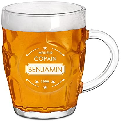 Maverton Chope à Bière Personnalisable – Verre à alcool avec gravure Idee Cadeau Homme - 500ml - Verre a Biere pour dégustation - Cadeau Personnalisé Anniversaire - pour ami - copain - meilleur ami
