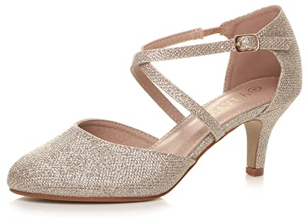 AJVANI Womens Ladies mid high Heel Strappy Crossover Wedding Evening Sandals Shoes Size